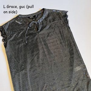 Large Lularoe Grace Elegant top, silver with gold beads